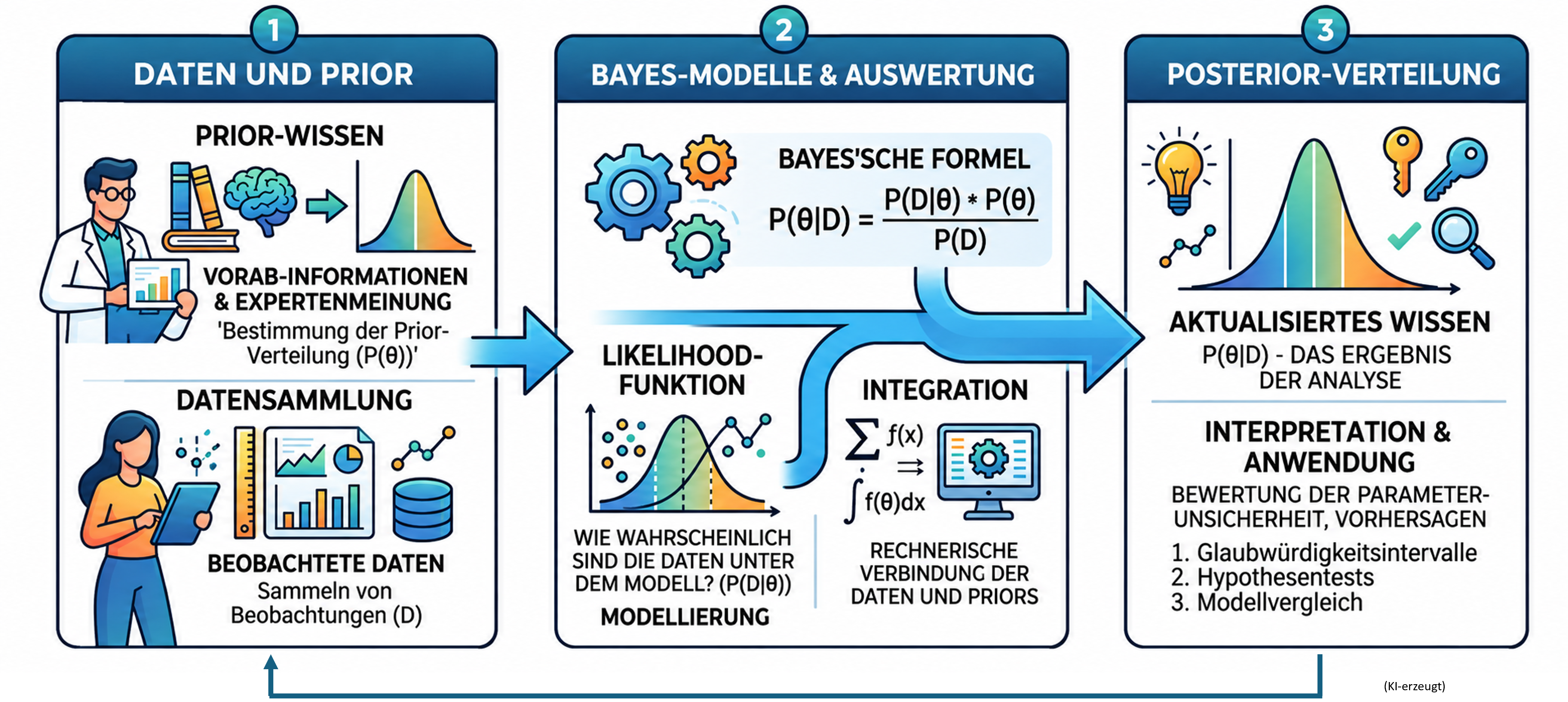 Bayesianischer Prozess: Daten und Prior, Bayes-Modelle und Auswertung, Posterior-Verteilung